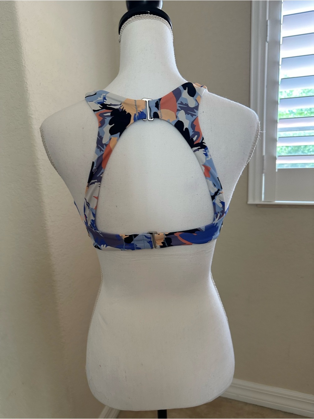 Athleta Floral High-Neck Bikini Top in Blue, Navy, Peach - Picture 4 of 6